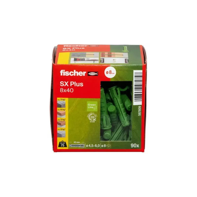 Fischer 567809 SX Plus Green pleištinis inkaras 40 mm 8 mm žalias 90 vnt.