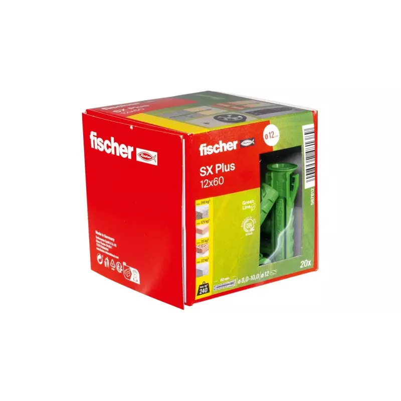 Fischer SX Plus Green 567812 60 mm 12 mm 20 vnt. Žali pleištiniai kaiščiai