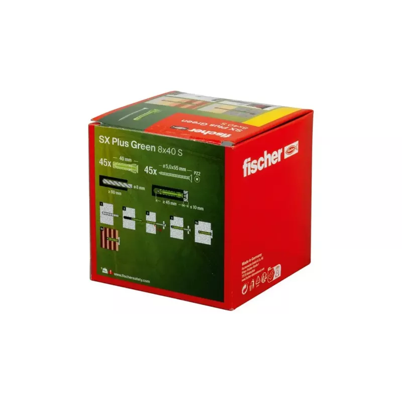 Fischer 567814 kaiščių ir varžtų rinkinys 45 vnt 8 mm skersmuo 40 mm ilgis