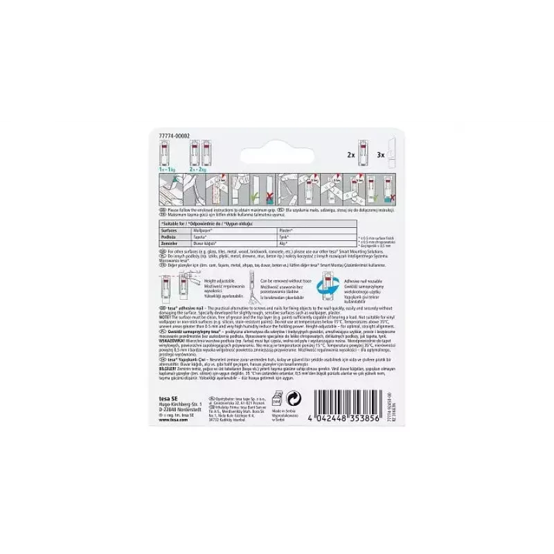 Universalus kabliukas Tesa 77774 Baltas Vidaus 2 vnt
