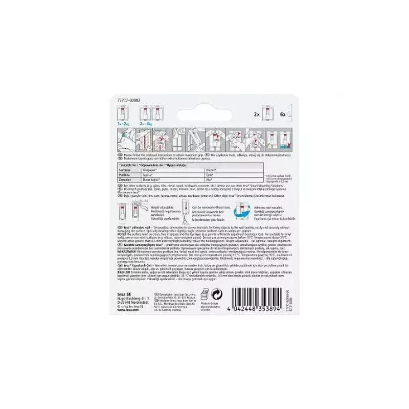 Universalus kabliukas TESA 77777 Baltas Vidaus 2 vnt