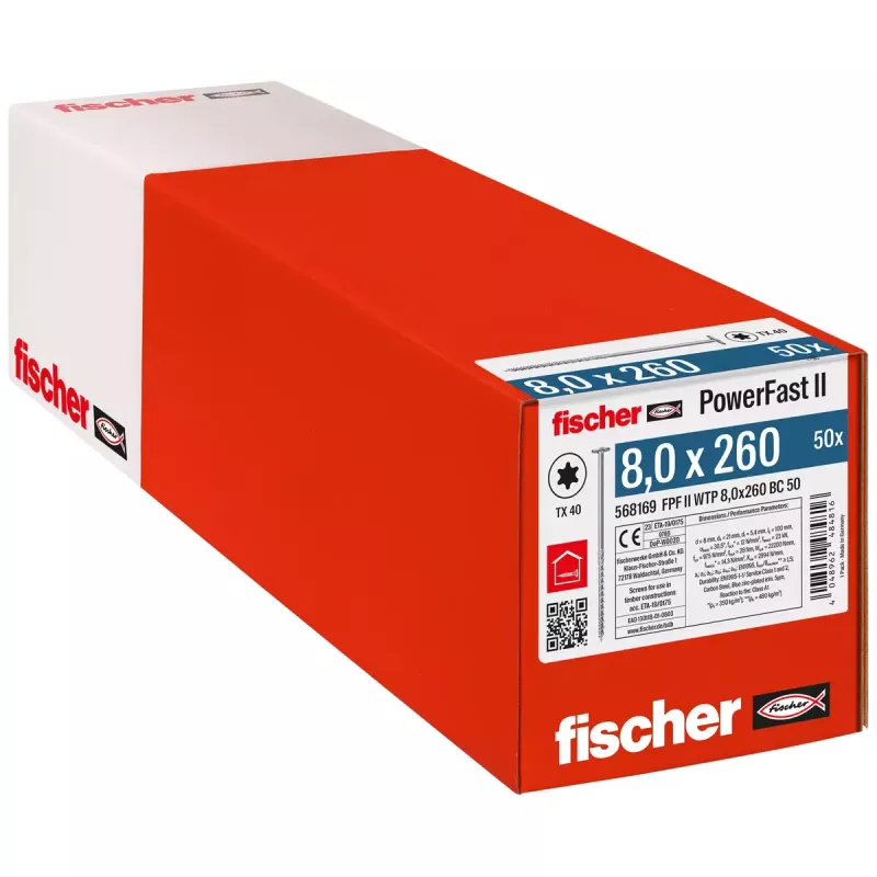 Fischer PowerFast FPF II-WTP BC medsraigčiai su flanšine galvute 50 vnt. (568169)