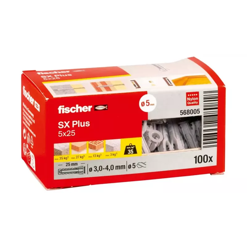 Inkarinis kaištis Fischer 568005 5 mm 25 mm nailonas 100 vnt.