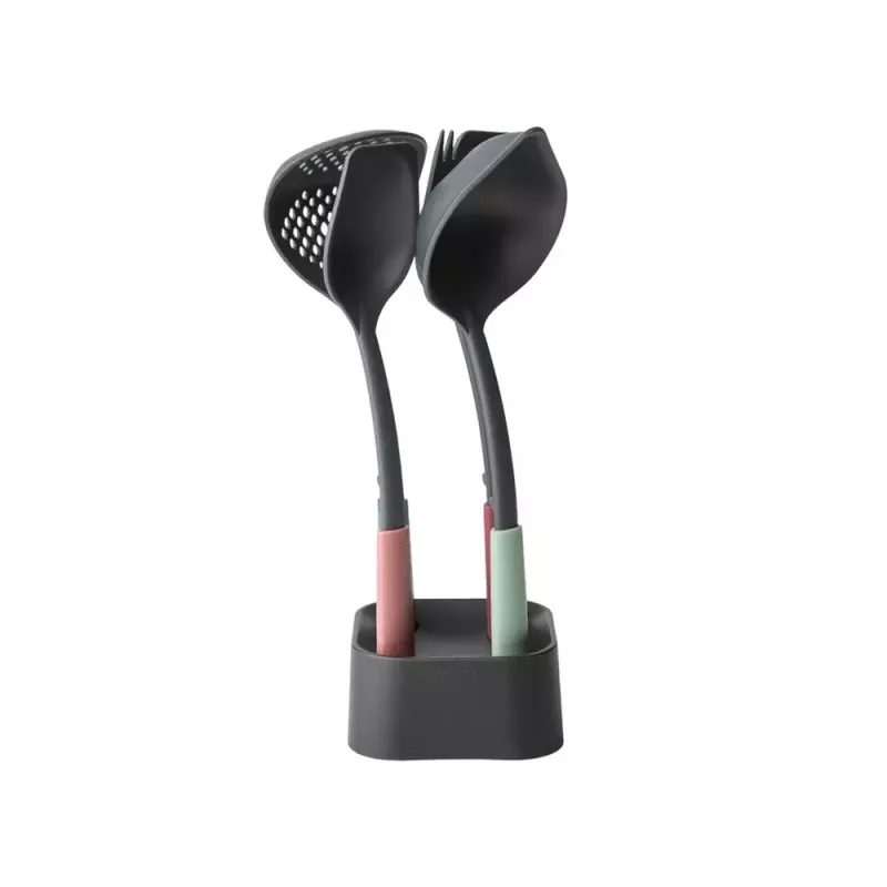 Brabantia Tasty+ 5 dalių virtuvės įrankių rinkinys (juoda, žalia, raudona) – atsparus karščiui iki 220°C