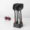Brabantia Tasty+ 5 dalių virtuvės įrankių rinkinys (juoda, žalia, raudona) – atsparus karščiui iki 220°C