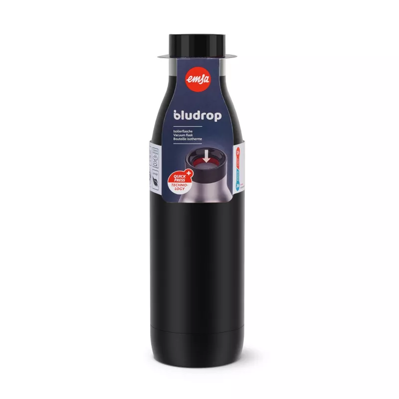 EMSA Bludrop Color N31109 Nerūdijančio plieno butelis 700 ml Juodas