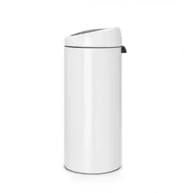 Brabantia Touch Bin 30L apvali šiukšliadėžė iš plastiko ir nerūdijančio plieno, balta