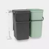 Brabantia Sort & Go stačiakampis plastikinis šiukšlių rūšiavimo rinkinys 2×16 l, žalia/pilka