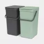 Brabantia Sort & Go stačiakampis plastikinis šiukšlių rūšiavimo rinkinys 2×16 l, žalia/pilka