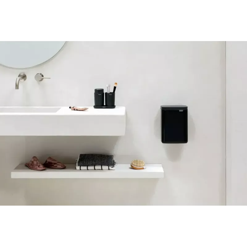 Šiukšliadėžė Brabantia Bo 4 L stačiakampė, plieninis korpusas, juoda, 200×172×272 mm