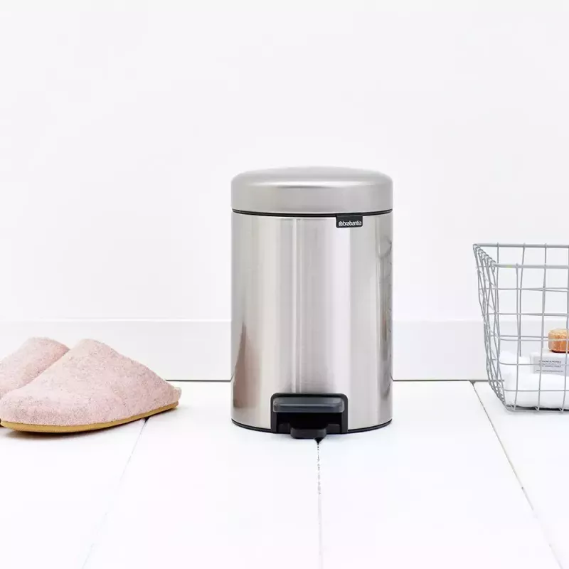 Pedalinis šiukšlių kibiras Brabantia newIcon Round Brushed steel