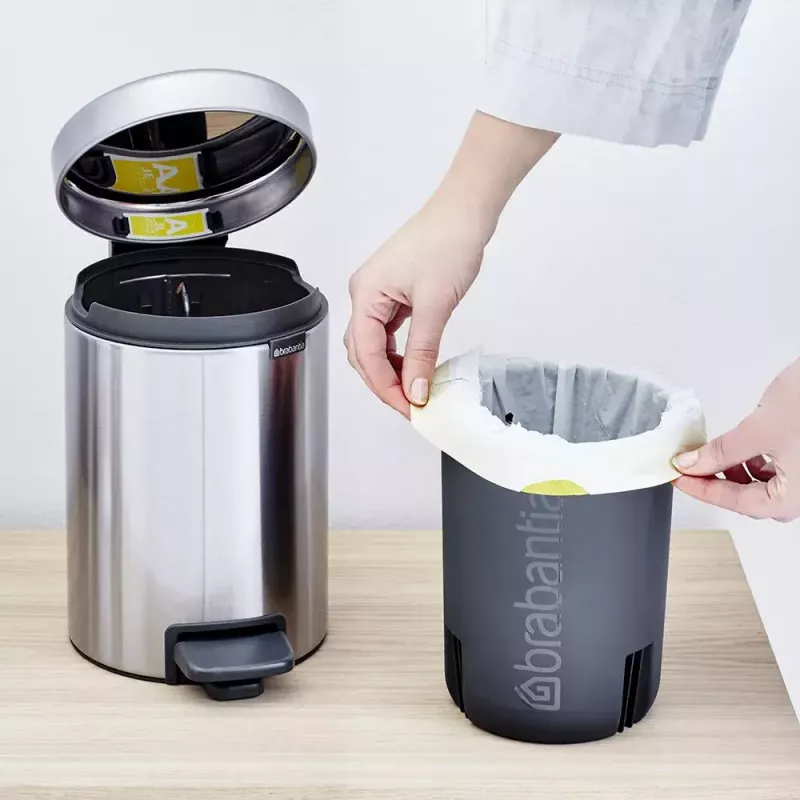 Pedalinis šiukšlių kibiras Brabantia newIcon Round Brushed steel