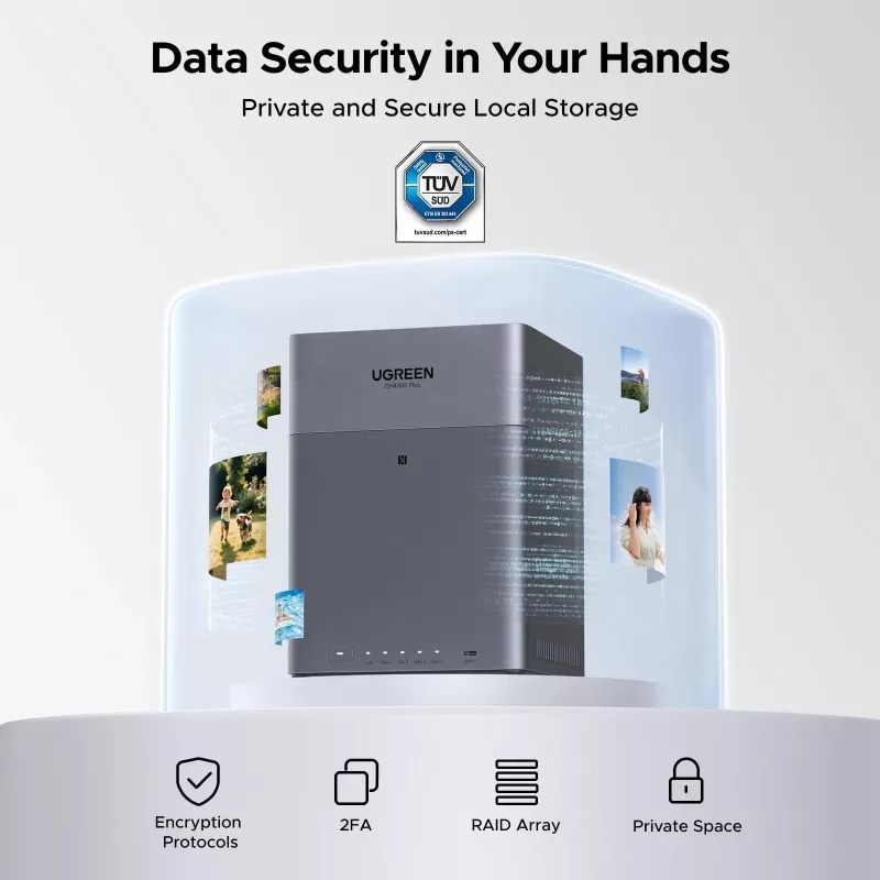 UGREEN NAS DH4300 Plus 4 diskų 120TB su 2.5GbE ir USB-C