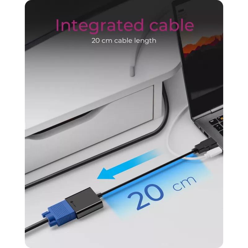 HDMI į VGA adapteris icybox IB-AC502a — HDMI A (kištukas) į VGA (lizdas)