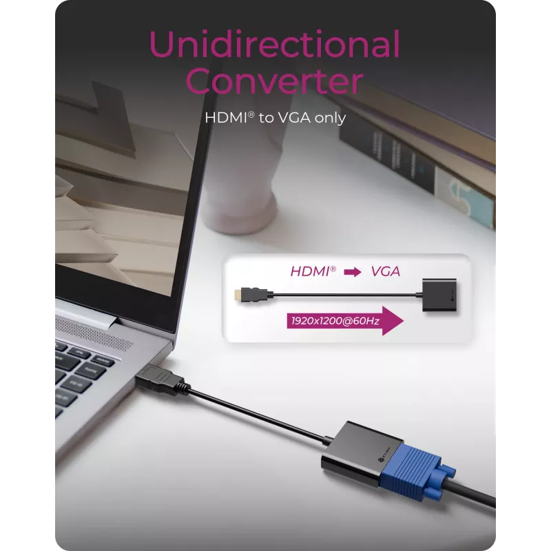 HDMI į VGA adapteris icybox IB-AC502a — HDMI A (kištukas) į VGA (lizdas)