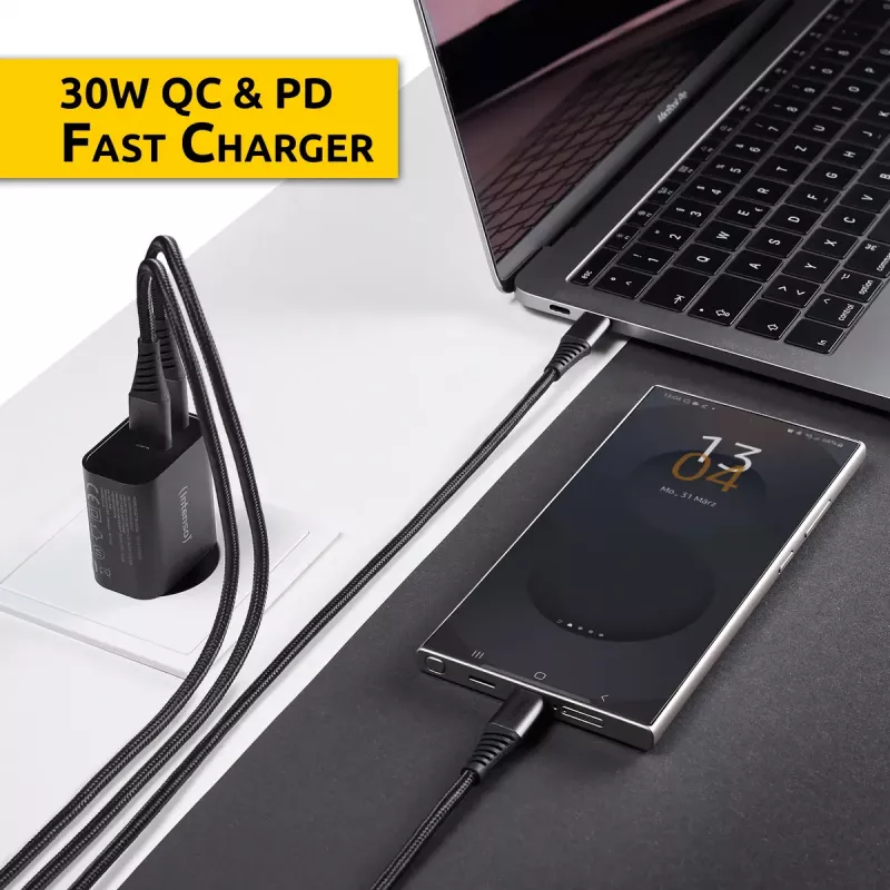 Intenso W30AC 30W USB-A USB-C maitinimo adapteris juodas