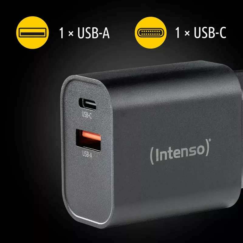 Intenso W30AC 30W USB-A USB-C maitinimo adapteris juodas