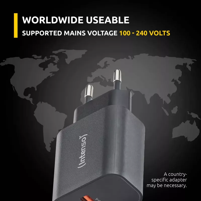 Intenso W30AC 30W USB-A USB-C maitinimo adapteris juodas