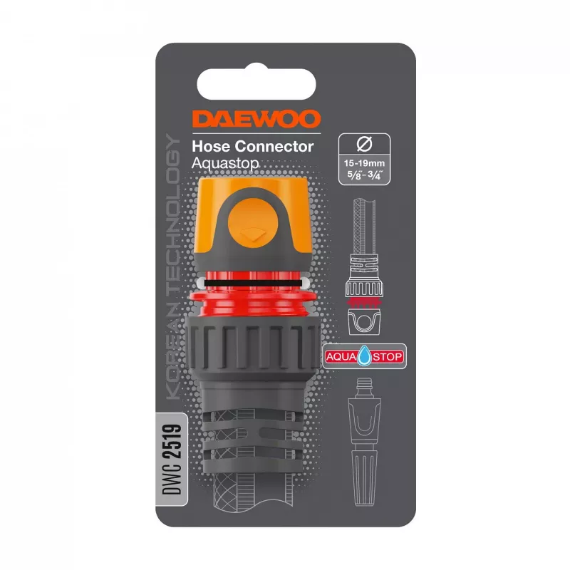 Žarnos jungtis Daewoo DWC2519 vandens čiaupui, ABS plastikas, pilka-oranžinė, 1 vnt.