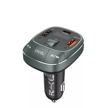 Automobilinis įkroviklis Vention 3-Port USB (USB-C + 2× USB-A) 30W/18W/5W Juodas