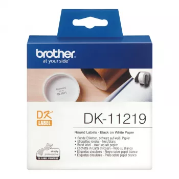 Brother DK-11219 etikečių ritinėlis, baltos apvalios etiketės