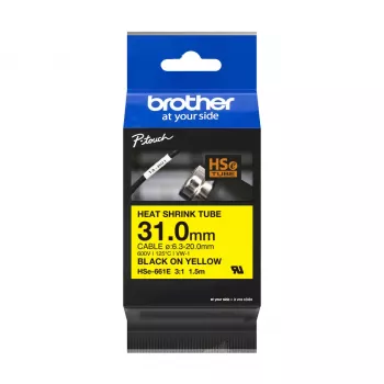 Juostelė spausdinimui Brother HSe-661E juoda ant geltonos 3,1 cm x 1,5 m