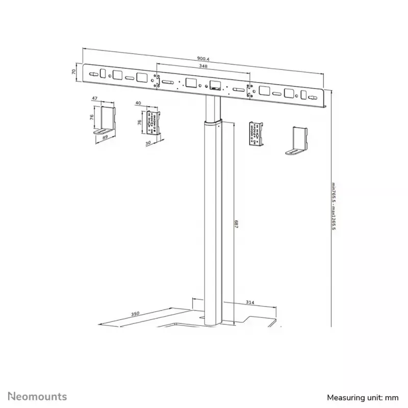 Neomounts AV80-500BL grindinis stovas vaizdo juostoms - VESA - iki 10 kg - universalus