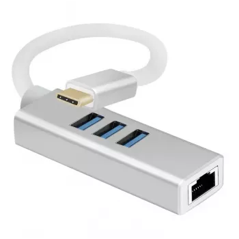 USB šakotuvas Helos 288390 Type-C 5000 Mbit/s sidabrinis