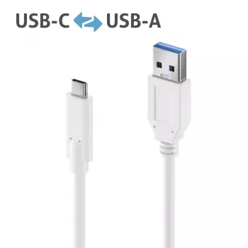 PureLink IS2610-010 iSeries Premium USB-C į USB-A kabelis, USB 3.1 Gen 2, 10 Gbps, 3 A, 1 m, baltos spalvos