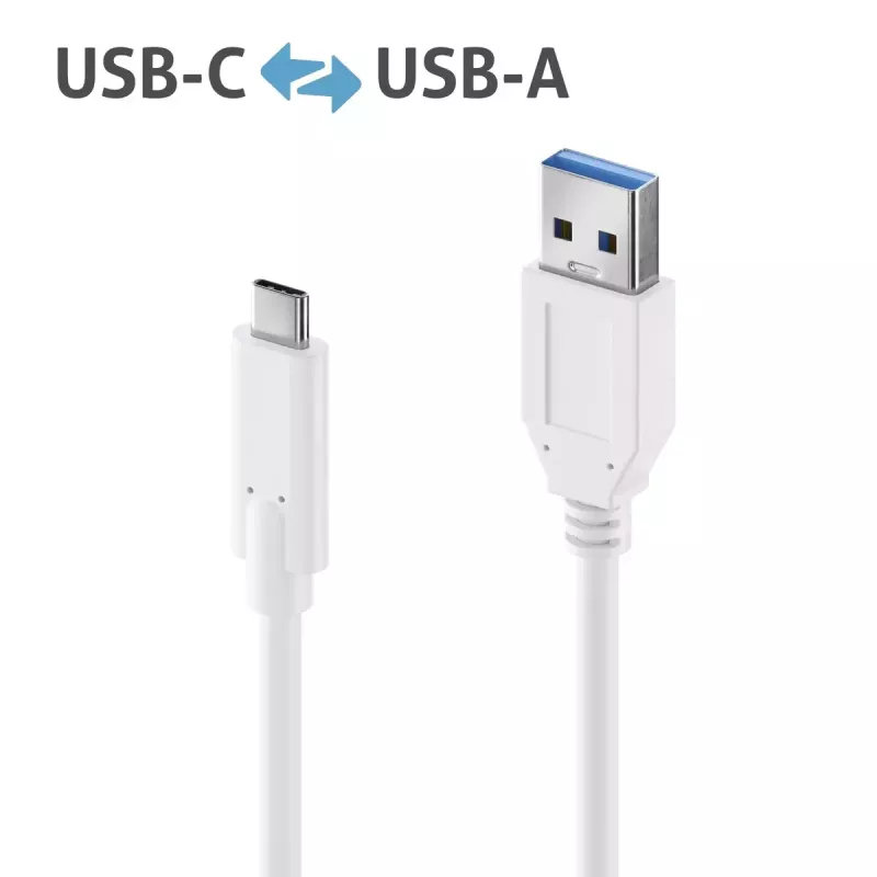 PureLink IS2610-010 iSeries Premium USB-C į USB-A kabelis, USB 3.1 Gen 2, 10 Gbps, 3 A, 1 m, baltos spalvos