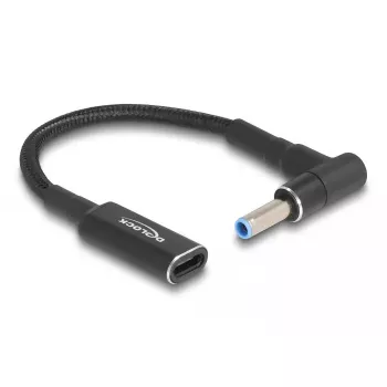Adapterio laidas DeLOCK USB Type-C moteriškas į HP 4,5 x 3,0 mm vyrišką 90° kampu 15 cm