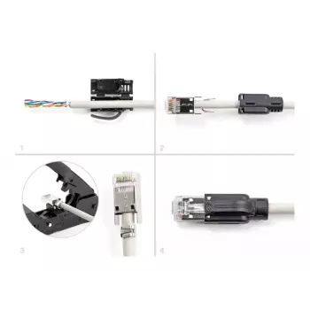 DeLOCK RJ45 kištukinis modulinis jungtis Cat.6A 25 vnt. komplektas su įtempimo mažinimu ir lankstymo apsauga