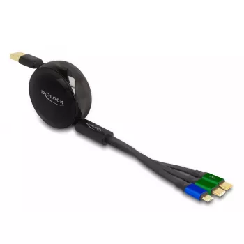 DeLOCK USB 3 in 1 įtraukiamas įkrovimo laidas Micro USB 2 x USB Type-C 1,13 m