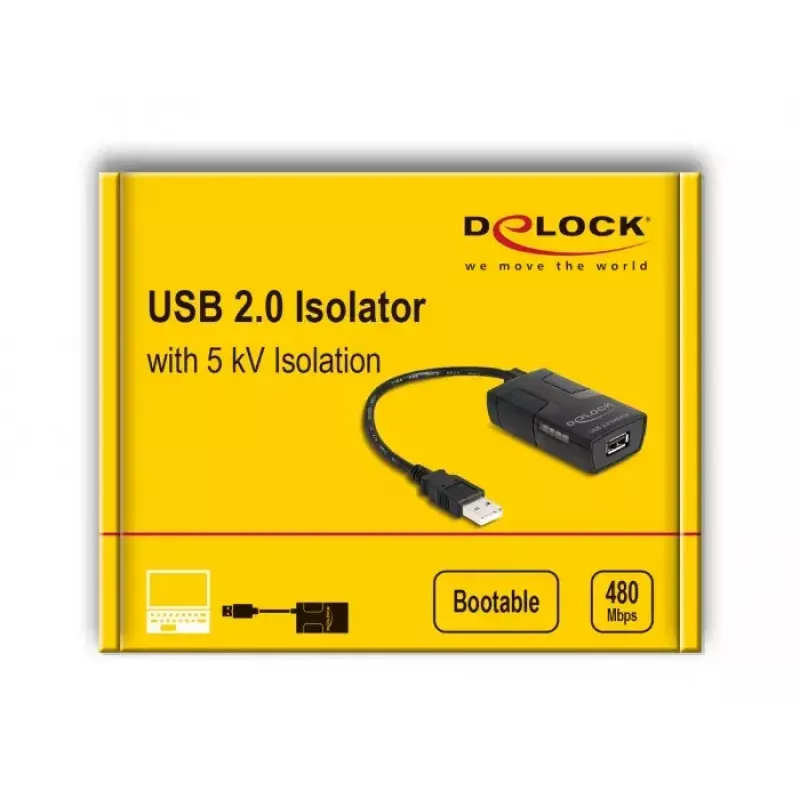 DeLOCK USB 2.0 izoliatorius Type-A kištukas į lizdą 5 kV galvaninė izoliacija