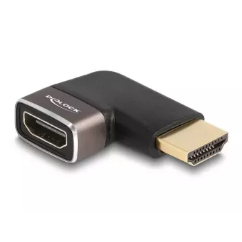 DeLOCK HDMI adapteris kištukas į lizdą 90° kairėn 8K 60 Hz pilkas metalinis