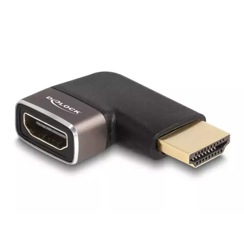 DeLOCK HDMI adapteris kištukas į lizdą 90° kairėn 8K 60 Hz pilkas metalinis