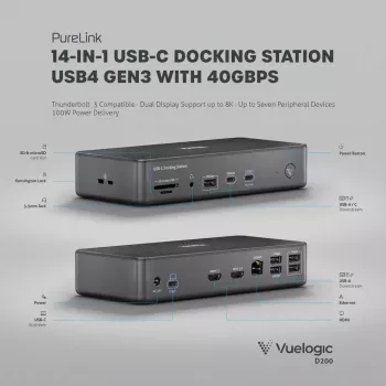 Dokovimo stotelė PureLink VL-D200 pilka USB Power Delivery HDMI 2.0