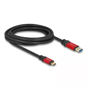USB laidas DeLOCK 80619 Type-A į Type-C 10 Gbps 3 m raudonas metalinis