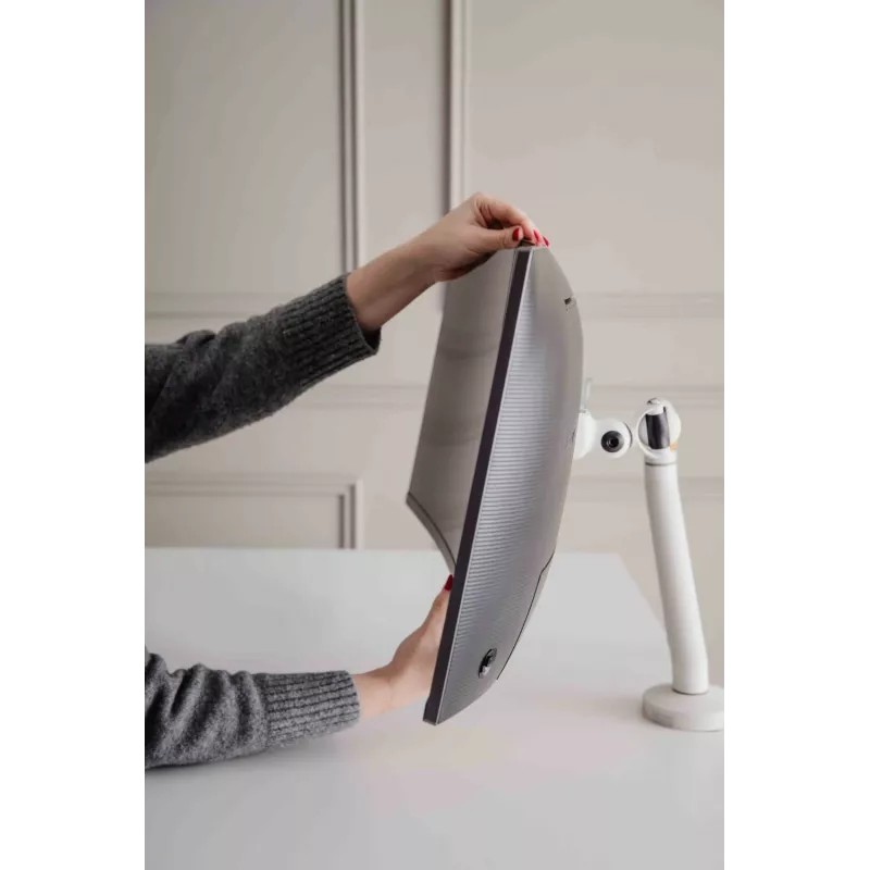 BakkerElkhuizen BE Flexible Single BNEBFSW monitoriaus kronšteinas su mechanine spyruokle, montuojamas ant stalo, 17–35 colių (43,2–88,9 cm), baltas