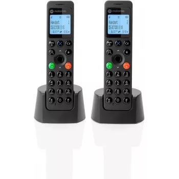 DECT belaidis telefonas Motorola DOT202 Twin su dviem rageliais, juodas, Caller ID