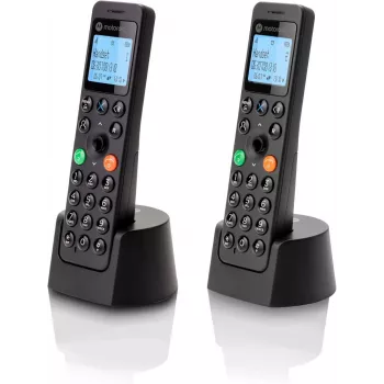 DECT belaidis telefonas Motorola DOT202 Twin su dviem rageliais, juodas, Caller ID