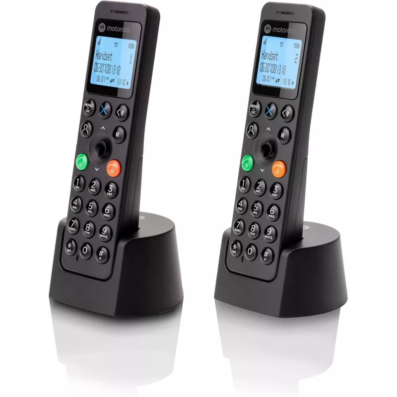 DECT belaidis telefonas Motorola DOT202 Twin su dviem rageliais, juodas, Caller ID
