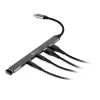 USB-C Hub 7-in-1 BakkerElkhuizen BNECHUB3A4C — 7 prievadai (USB 3.2 Gen1 A, USB 3.2 Gen1 C, USB 2.0), aliumininis korpusas, pilka/juoda