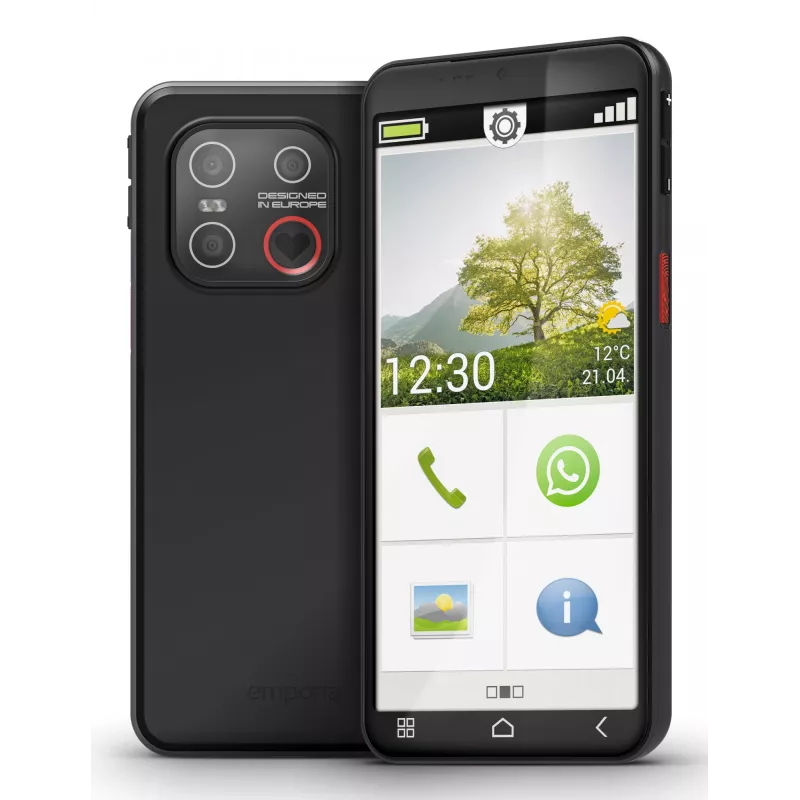 Emporia emporiaSMART.7lite 13,8 cm (5,45 colio) vienos SIM kortelės išmanusis telefonas Android 15 4G USB Type-C 6 GB 128 GB 3500 mAh juodas