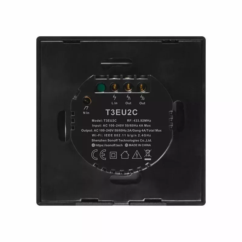 Sonoff T3 EU TX belaidis dviejų kanalų liečiamas šviesos jungiklis Wi-Fi RF 433