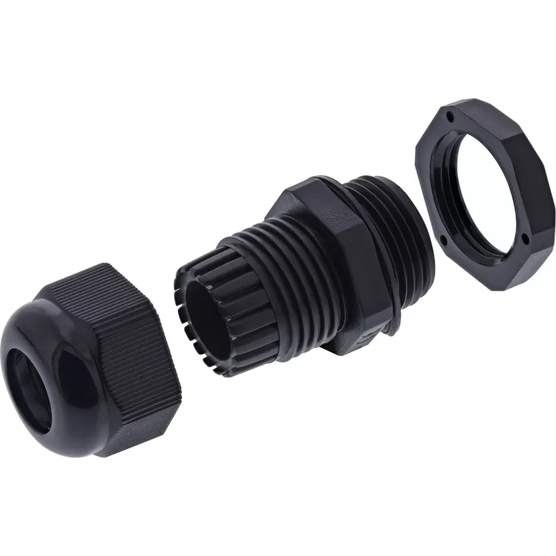 Kabelio įvadas InLine 44012B nailoninis IP68 kabeliams Ø6–12 mm, juodas, pakuotė po 10 vnt.