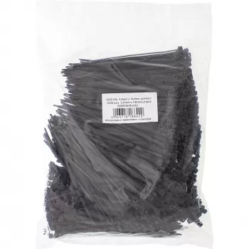 Kabelių raiščiai InLine 140 mm ilgio 3.6 mm pločio nailoniniai juodi, pakuotė po 1000 vnt.