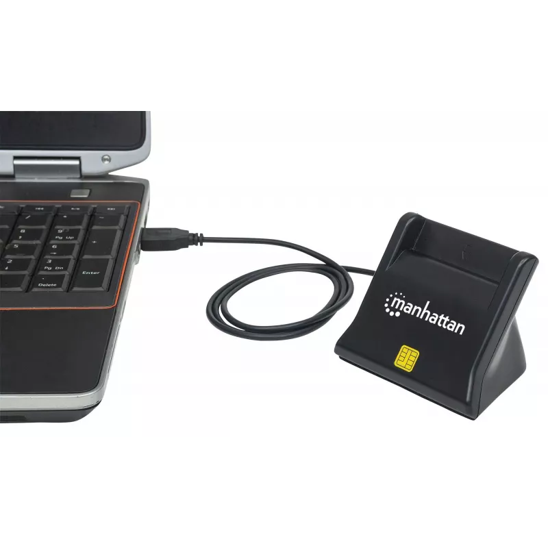 Manhattan USB-A Smart/SIM kortelių skaitytuvas, 480 Mbps (USB 2.0), stalinis, juodas, 86 cm laidas, 3 metų garantija