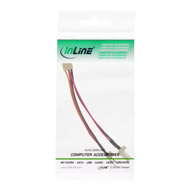InLine ventiliatoriaus adapteris 3pin moteriškas / 2x 3pin vyriškas, apie 0,10 m