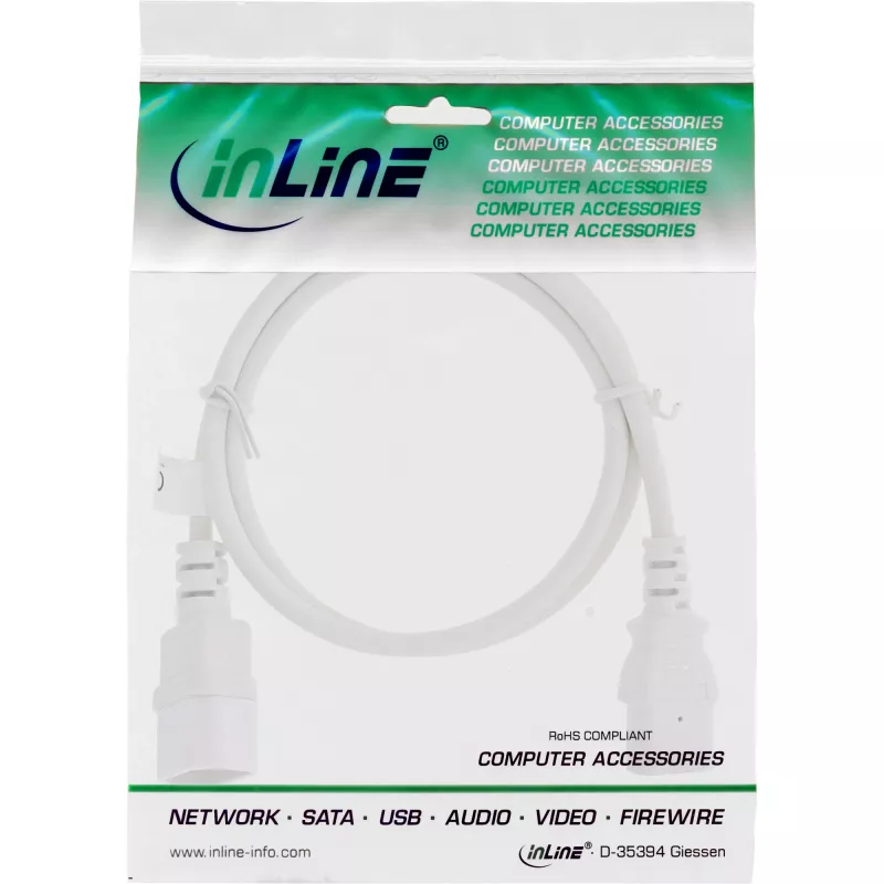 InLine maitinimo laido ilginimas, C13 / C14, baltas, 2 m